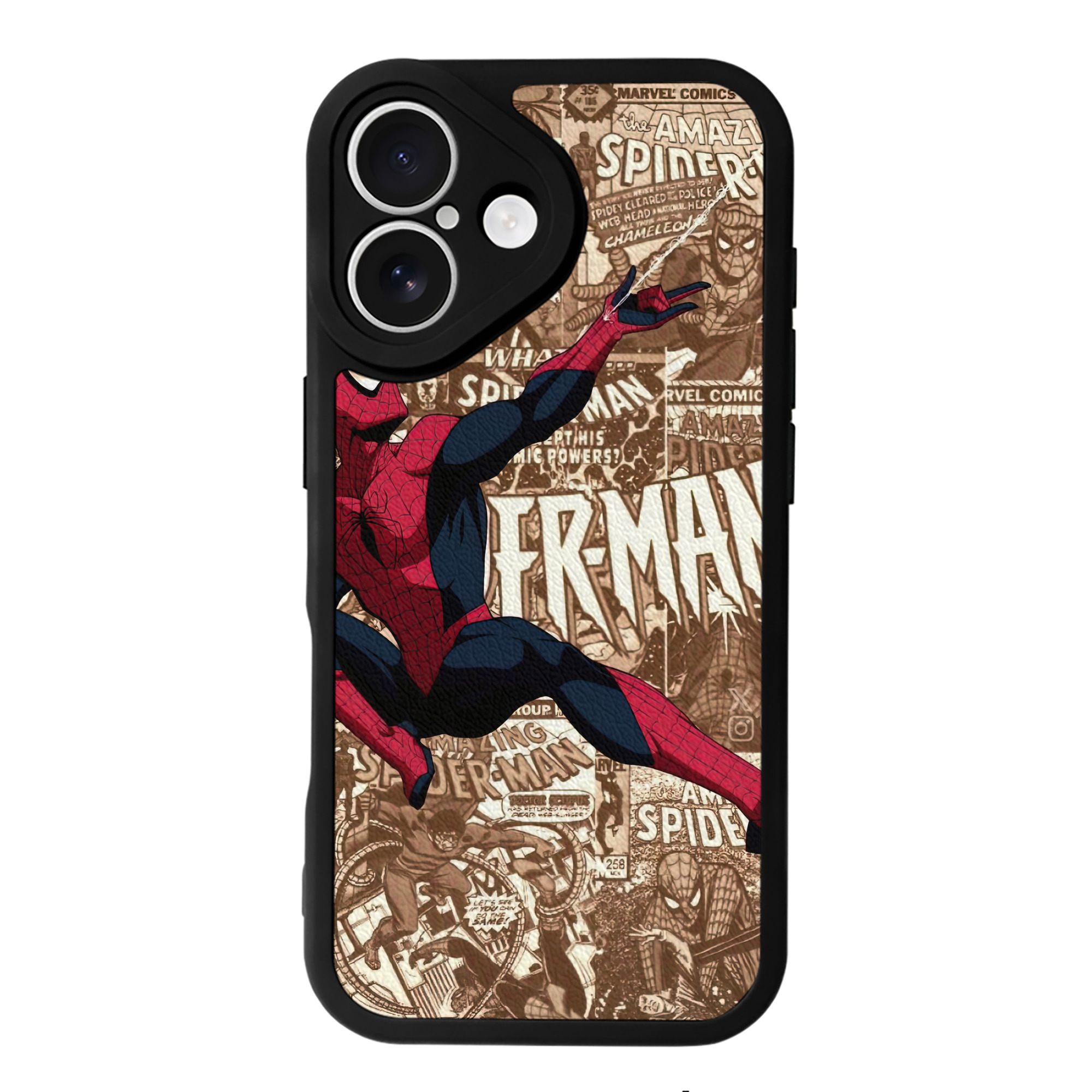 （画像用） Spider Man スパイダーマン 【iPhone 16シリーズ対応】シリコンスマホケース（レザー調） 材質：シリコン